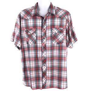 90s snap western shirt short sleeve plaid 1990s vintage